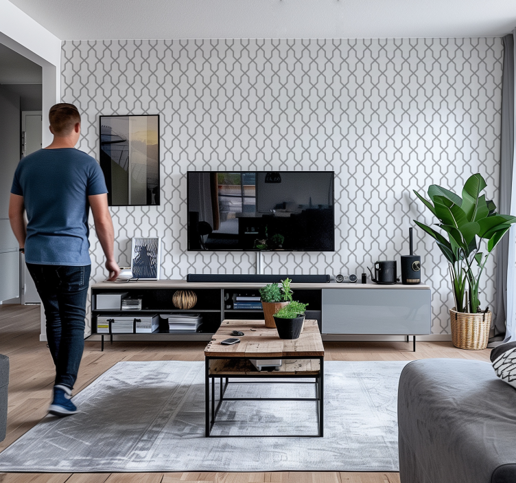 Tapety geometryczne szara harmonia - TenStickers