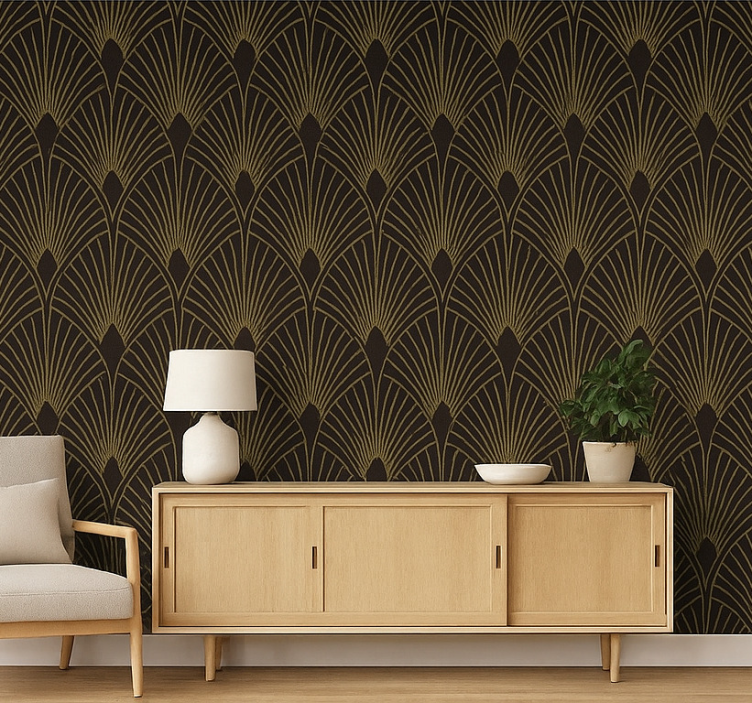 Tapety geometryczne złoty deco fan - TenStickers