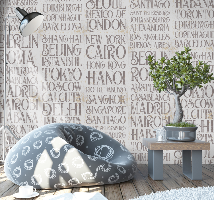 Tapeta z nazwami miast świata - TenStickers