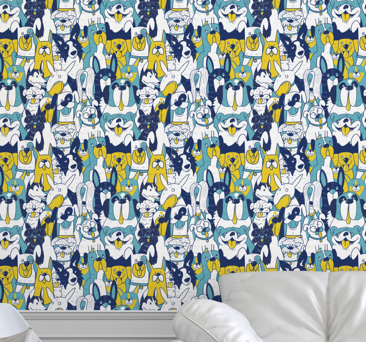 Tapety ze zwierzętami animowany zespół psów - TenStickers