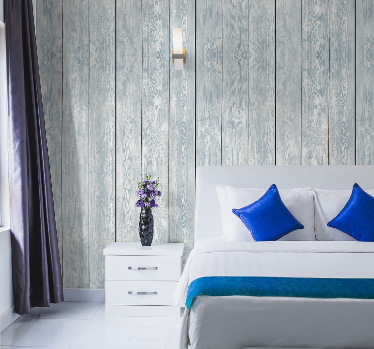 Urokliwa szara tapeta z teksturą drewna - TenStickers