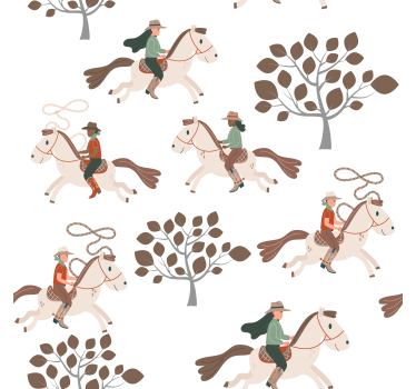 Tapeta konie jazda konna w lesie - TenStickers