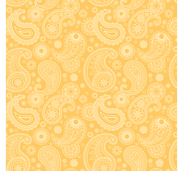 Tapeta do salonu w arabskie żółte paisley - TenStickers