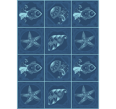 Tapeta zwierzęta Życie morskie w ornamenty - TenStickers