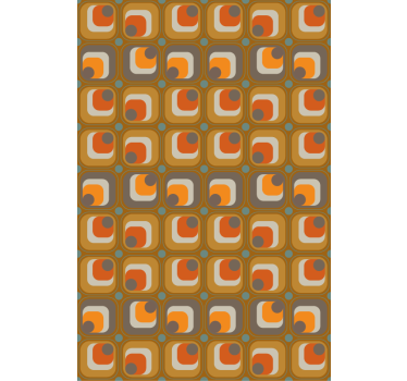 Tapeta do biura w retro kwadratowy wzór lat 70. - TenStickers