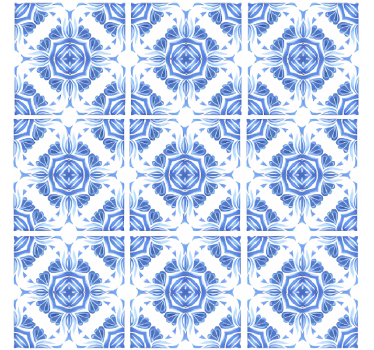 Tapeta kamienie w klasyczny niebieski wzór - TenStickers
