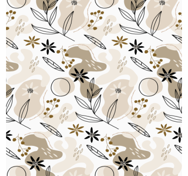 Tapeta kwiaty w stylowy różowo-beżowy wzór liści - TenStickers
