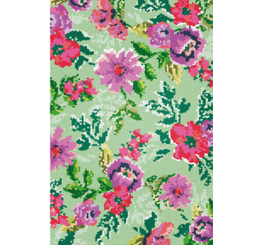 Tapeta kwiaty w mozaikowym wzorze florystycznym - TenStickers