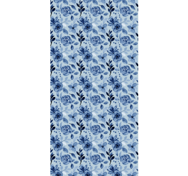 Tapeta do biura w starym niebieskim stylu - TenStickers