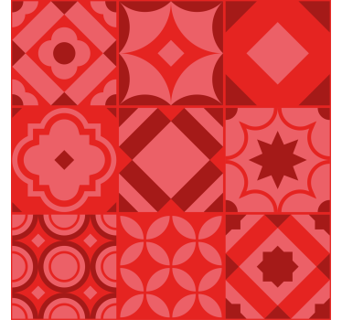 Tapeta do kuchni czerwone kafelki - TenStickers