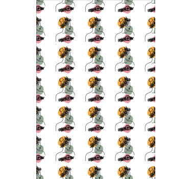 Tapeta kwiaty z niesamowitą twarzą kobiety - TenStickers
