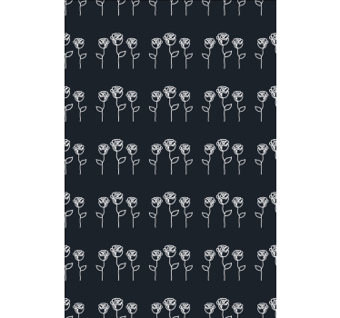 Tapeta kwiaty ilustracja minimalistycznych róż - TenStickers