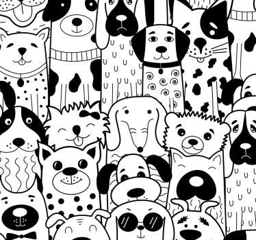 Tapeta do sypialni z rysunkami piesków - TenStickers