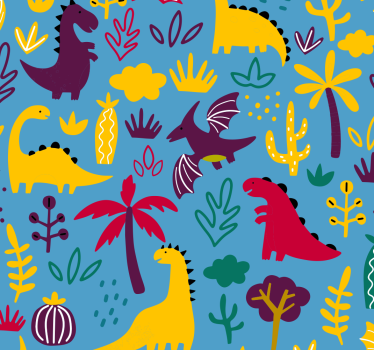 Tapeta zwierzęta szczęśliwe dinozaury - TenStickers