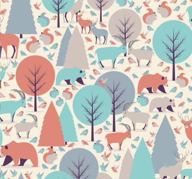 Tapeta ze zwierzętami i drzewami - TenStickers