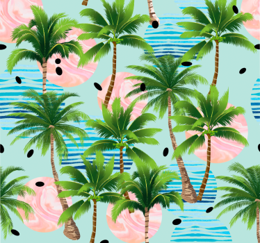 Tapety salonowe z palmami i falami - TenStickers