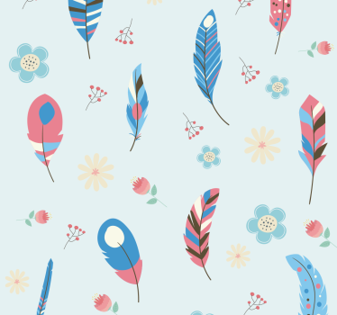 Tapeta do pokoju młodzieżowego z piórami ptaków - TenStickers