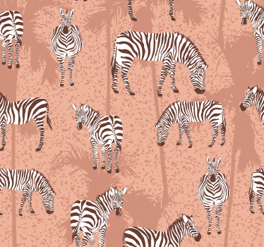 Tapeta do sypialni w zwierzęta Zebra i palmy brązowe - TenStickers