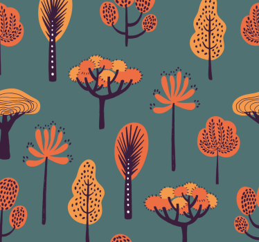Tapeta drzewa stylizowane motywy botaniczne - TenStickers