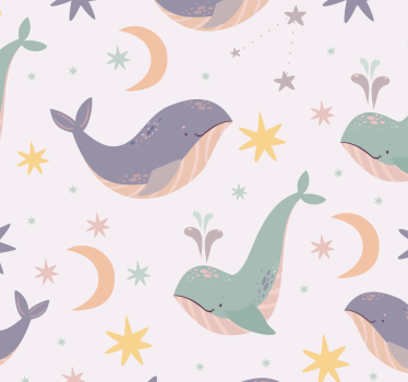 Tapeta zwierzęta fantazyjne wzory wielorybów - TenStickers