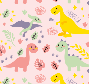 Tapeta do pokoju dziecięcego Zielone dinozaury z imionami - TenStickers