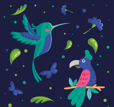Tapeta ze zwierzętami Papugi i dzięcioły - TenStickers