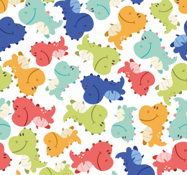 Tapeta dinozaury wesoły wzór dinozaura - TenStickers