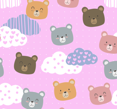 Tapeta ze zwierzętami Niedźwiedź uśmiech na różowo - TenStickers