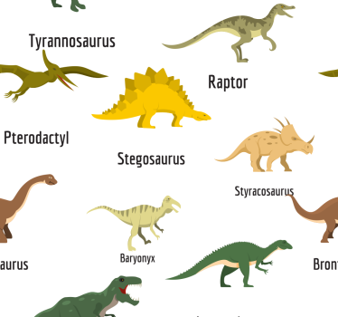 Tapeta do pokoju dziecięcego Realistyczne dinozaury z imionami - TenStickers