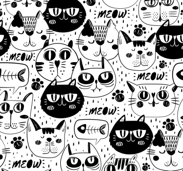 Tapeta ze zwierzętami Czarno-białe koty - TenStickers