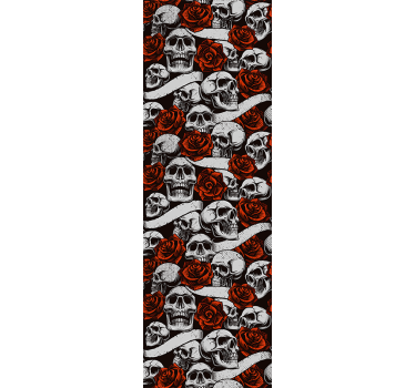 Tapeta kwiaty z czaszkami w stylu gotyckim - TenStickers