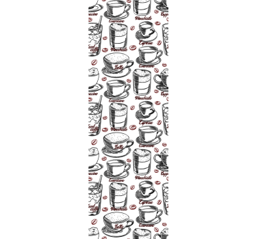 Tapeta do kuchni ilustracja o tematyce kawiarnianej - TenStickers