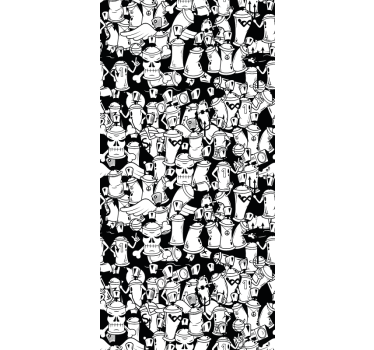 Tapeta do salonu Czarno-białe puszki graffiti - TenStickers