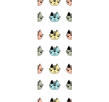 Tapeta koty rysunkowe kocie twarze - TenStickers