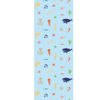 Tapeta zwierzęta wzór fauny oceanicznej - TenStickers