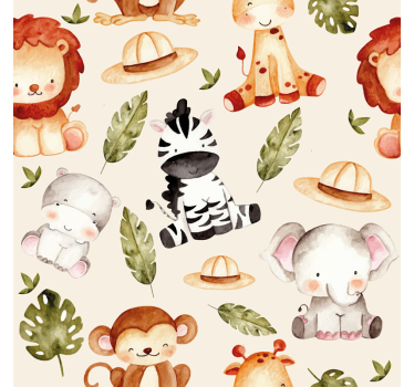 Tapeta zwierzęta przyjaciele zwierząt z safari - TenStickers
