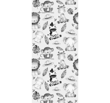 Tapeta do pokoju dziecięcego Szare zwierzęta z zoo - TenStickers