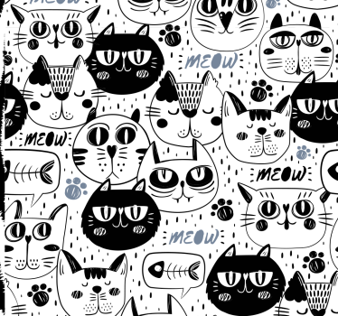 Tapeta koty stylizowany wzór kotów - TenStickers