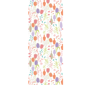 Tapeta kwiaty stylizowane wzory kwiatowe - TenStickers