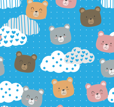 Tapeta koty wzór chmury niedźwiedzia - TenStickers