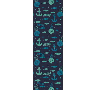 Tapeta morski wzór kotwice i ryby - TenStickers
