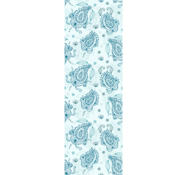 Ozdobna tapeta paisley Niebieskie kwiaty - TenStickers