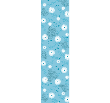 Tapeta w kwiaty Niebieskie białe kwiaty - TenStickers