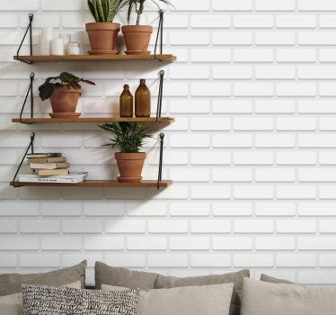 Tapeta do salonu białe realistyczne cegły - TenStickers