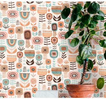 Tapeta kwiaty stylizowane rośliny botaniczne - TenStickers