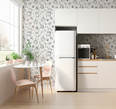 Tapeta do kuchni szkic motywu kawy - TenStickers