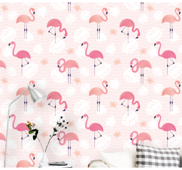 Tapeta zwierzęta spokój flamingów - TenStickers