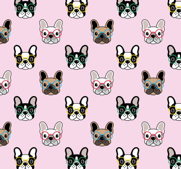 Tapeta pies francuskie okulary - TenStickers