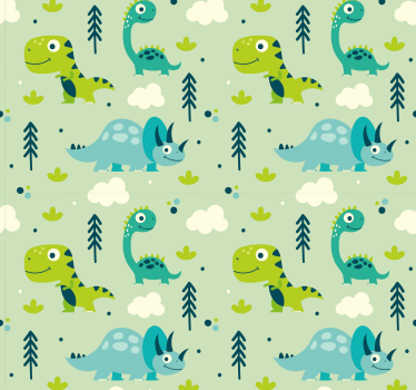 Tapeta dla dzieci w zielone dinozaury - TenStickers
