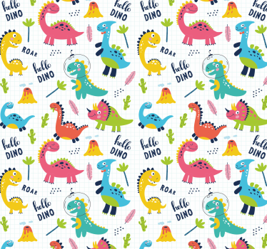 Tapeta dinozaury wesoły wzór dinozaura - TenStickers